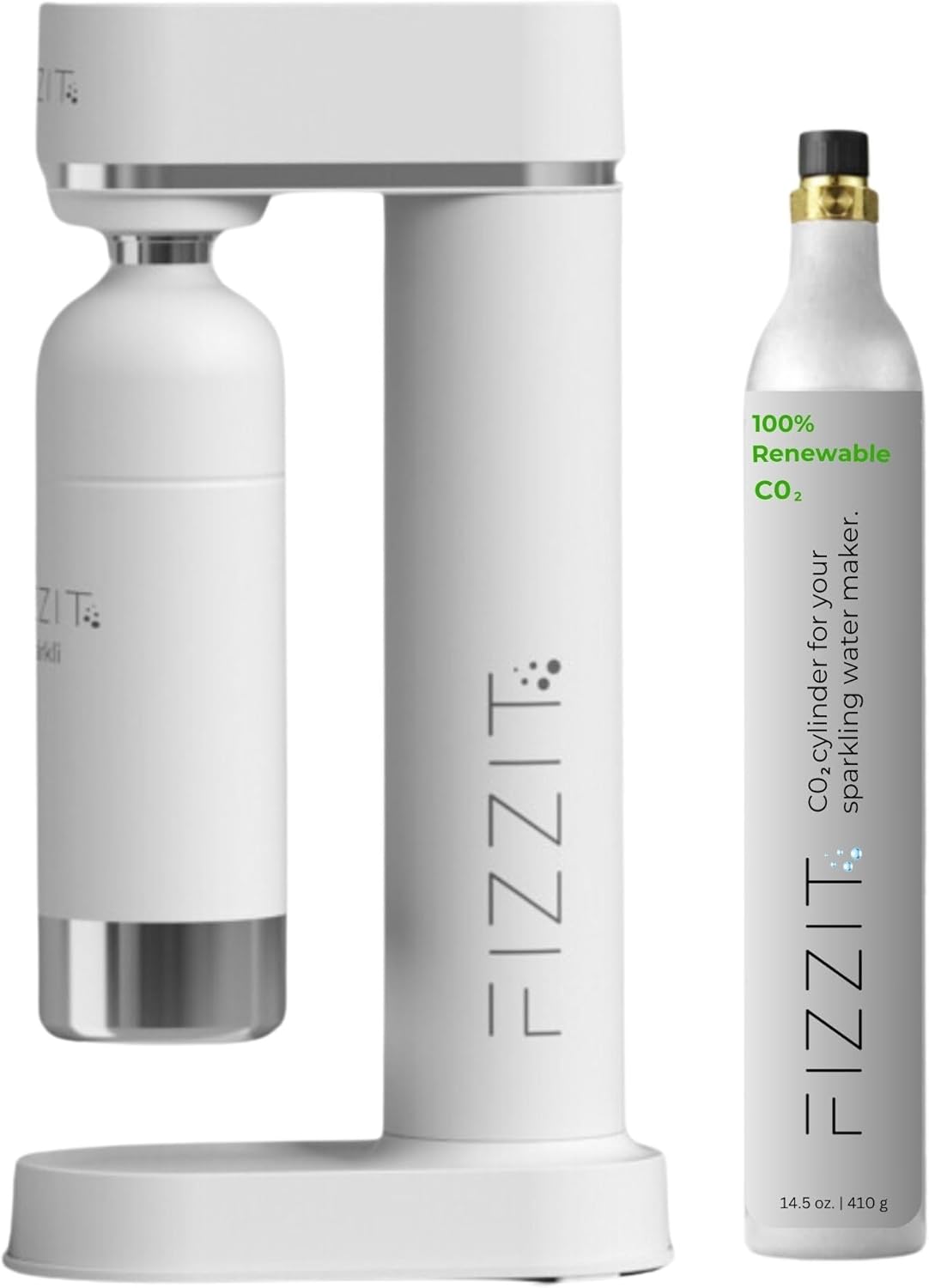 White Stainless Steel Sparkling Water Maker Soda Maker with CO2 Cylinder & 1L Reusable Bottle