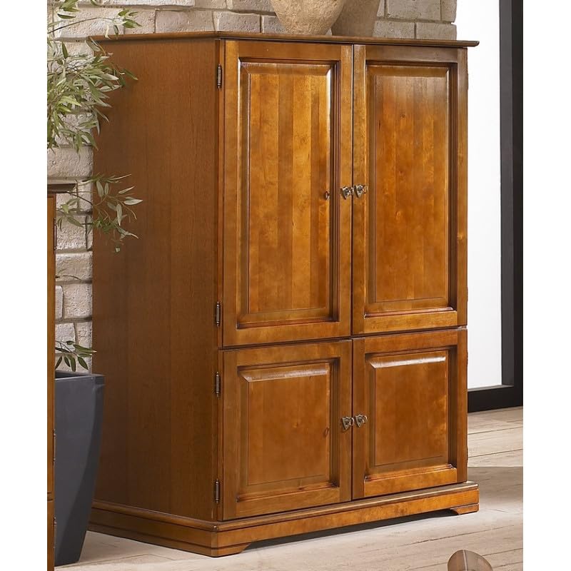 Armoire Informatique Merisier 4 Portes 7 Niches L 97 H 141 P 54 cm