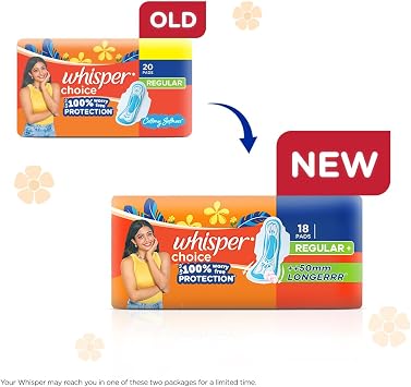Whisper Choice Wings Regular - 20 Pads Upto 100% Stain Protection