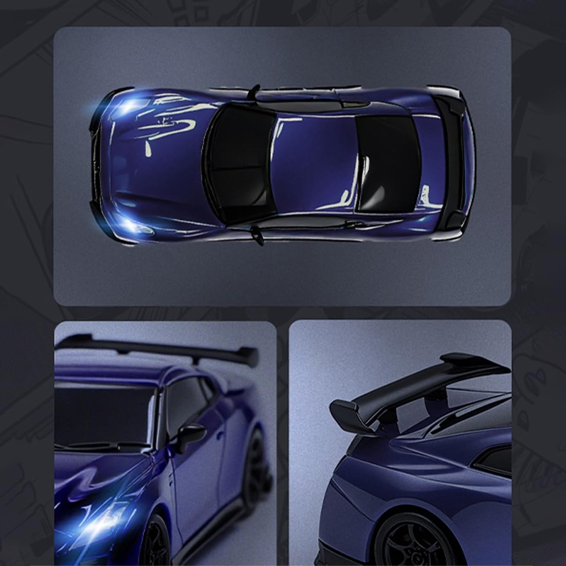 NULA 2,4 GHz 4CH 1:64 Mini RC Drift Auto, Desktop-4WD-RC-Driftwagen mit LED-Beleuchtung, proportionaler Gas- und Lenkung sowie 2 Geschwindigkeitsmodi – Sportwagen für Erwachsene