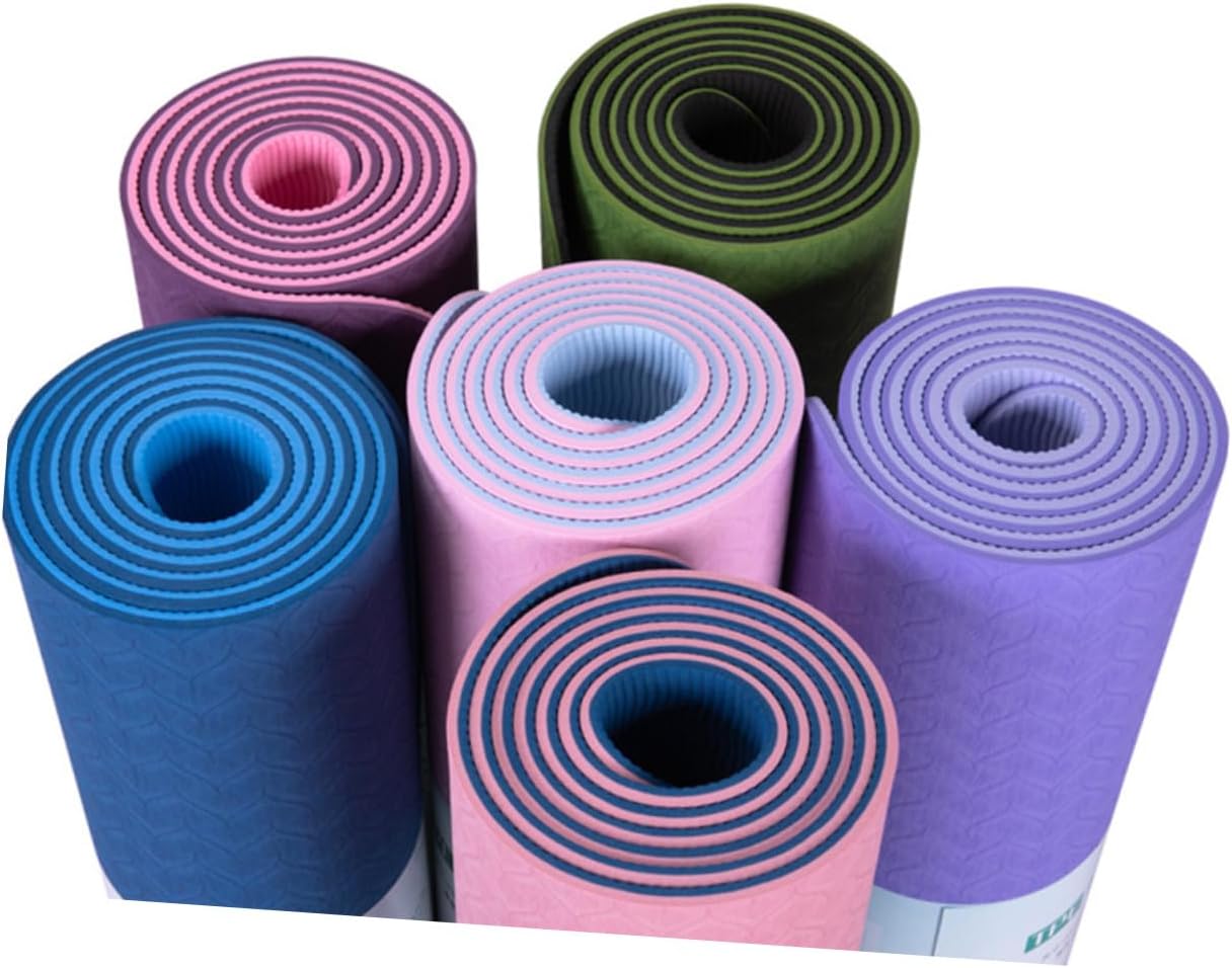 BESPORTBLE Tpe Yoga Mat Anti-slip Fitness Exercise Mat for Pilates Gymnastics Joint Support Cushioning in Dark Blue Lightweight Portable