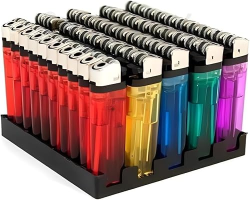 BML 50 x Multipack Disposable Lighters Refillable Gas Lighters Adjustable Flame Windproof Reliable Ignition Child Safe Pocket Lighters for BBQ Candles Kitchen Hob Fireplace Camping Assorted Colours