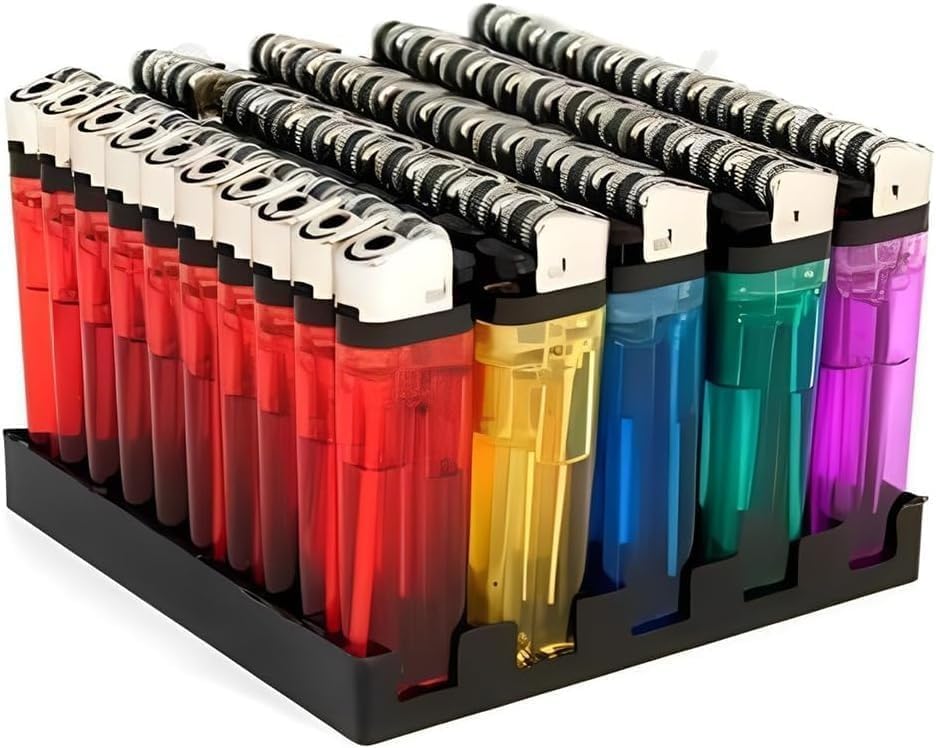 BML 50 x Multipack Disposable Lighters Refillable Gas Lighters Adjustable Flame Windproof Reliable Ignition Child Safe Pocket Lighters for BBQ Candles Kitchen Hob Fireplace Camping Assorted Colours