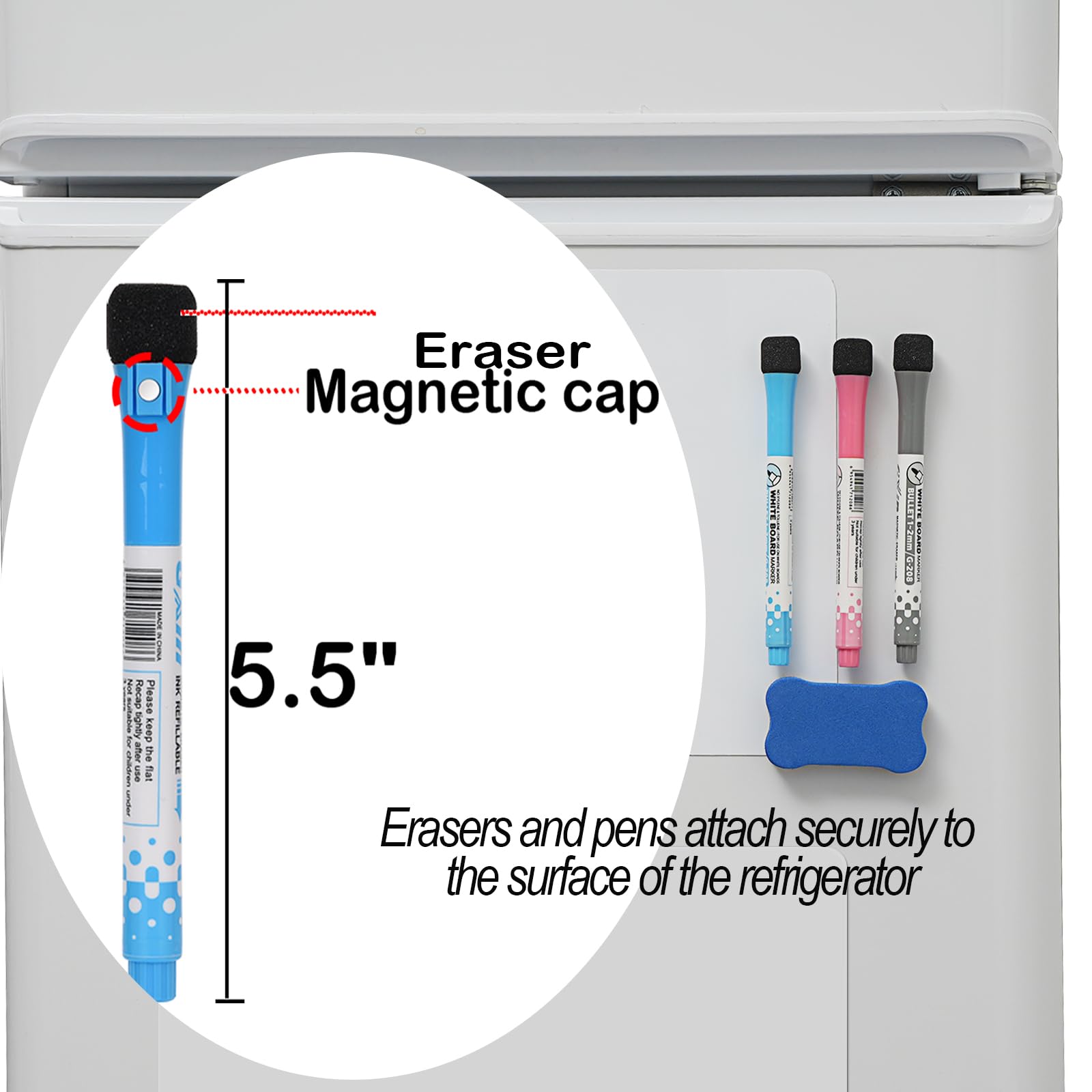 Lavagna Magnetica Frigo Ezigoo A3 42x30cm - Cancellabile Con 6 Pennarelli, Gomma E 4 Magneti Per Casa/Ufficio - Foto 9