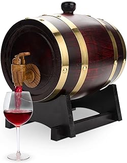3 Liter Oak Aging Barrel, Handmade Solid Oak Wood Barrel for Whiskey, Rum, Beer, Wine, Bourbon, Tequila, and Hot Sauce - P...