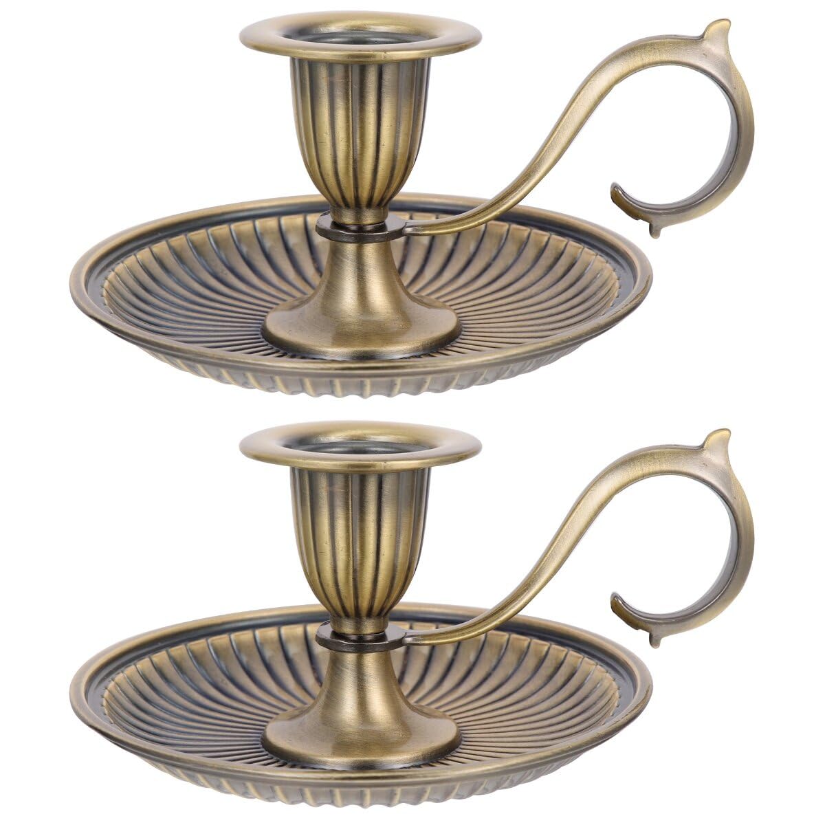 BESPORTBLE 2Pcs Retro Taper Candle Holder, Vintage Candlestick Holders with Handle Candlelight Stand for Halloween Christmas Decoration