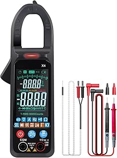 Digital Clamp Meter TRMS 6000 Counts, Colorful LCD Auto-Ranging Amp Voltage Tester Measures AC Current, NCV AC/DC Voltage, Temperature, Capacitance, Resistance, Diodes, Continuity