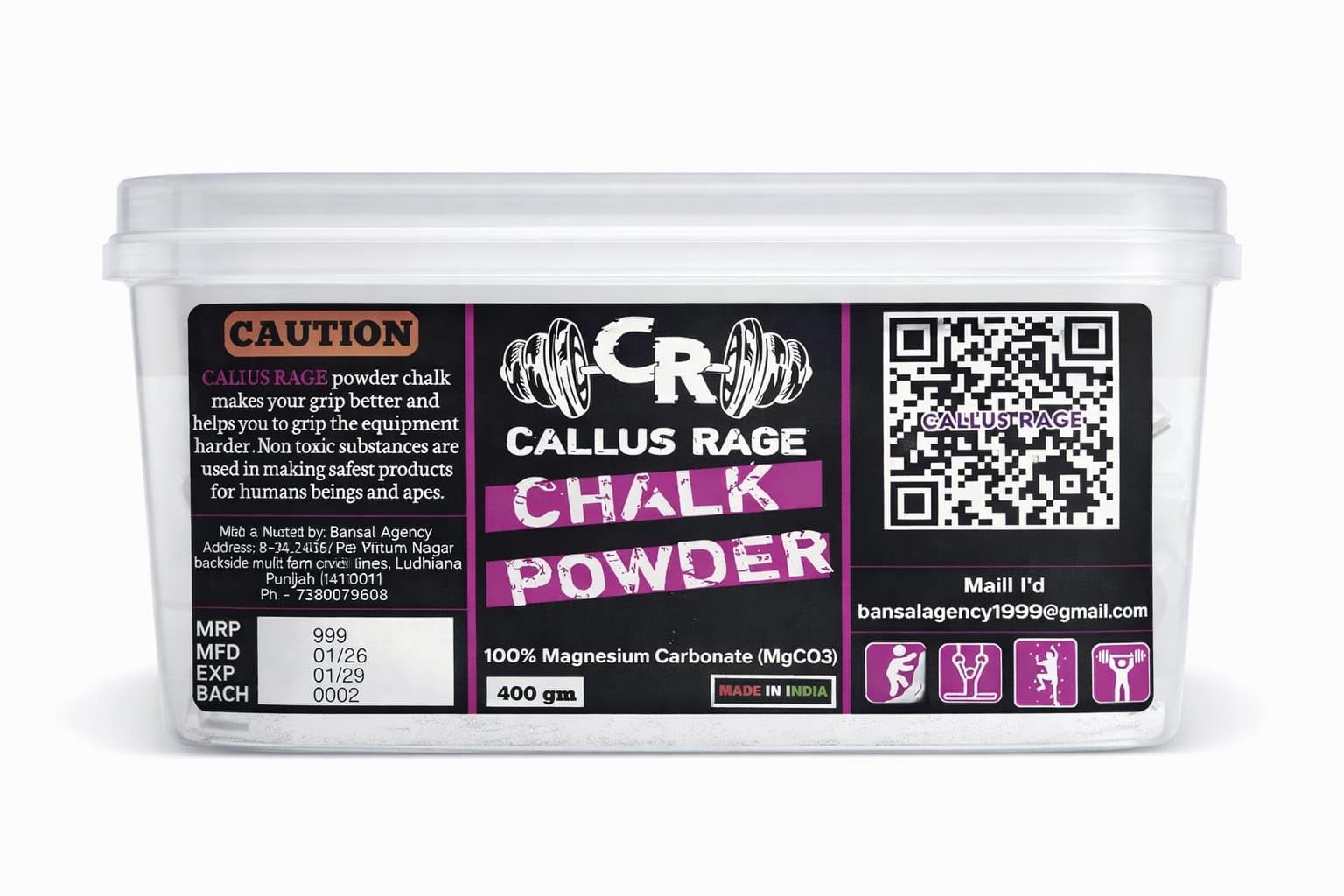 Callus Rage | Premium Gym Chalk Powder 400gm with Storage Box for Weightlifting Climbing Gymnastics Strong Grip-image-23