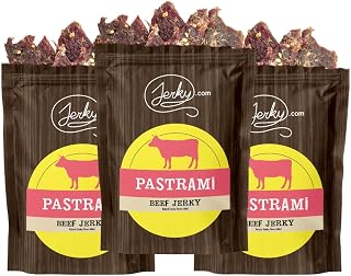 Jerky.com All Natural Pastrami Beef Jerky - No Added Preservatives, No MSG or Nitrates - Bold Pastrami Flavor, 100% Lean Beef (2.5 Ounce, Pack of 3)