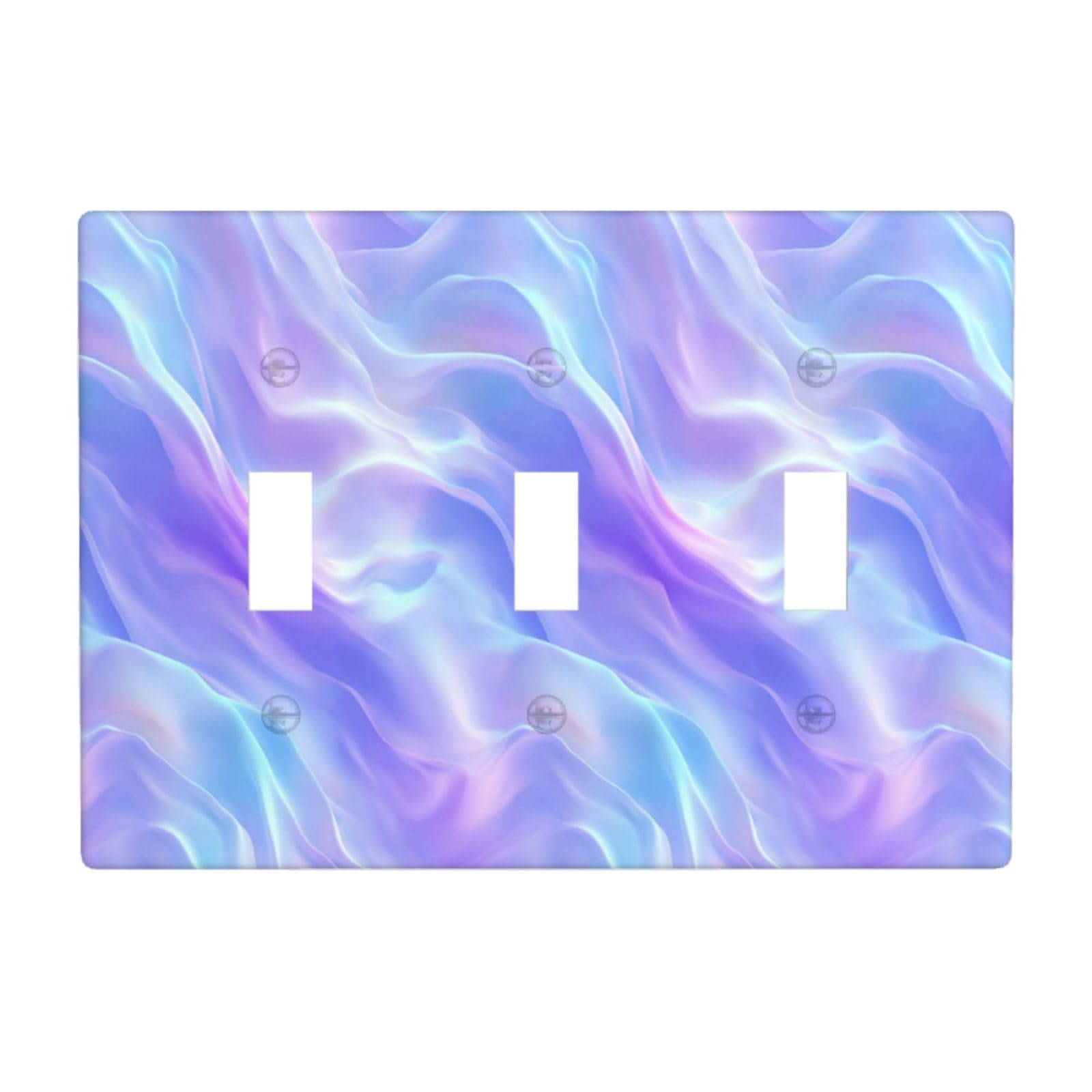 Woshuwo White Pastel Purple Blue Hues Flowing Lines Pattern Light Switch Covers 3 Gang Triple Toggle Wall Plate Switchplate Electrical Faceplate For Bathroom Kitchen Bedroom Decor