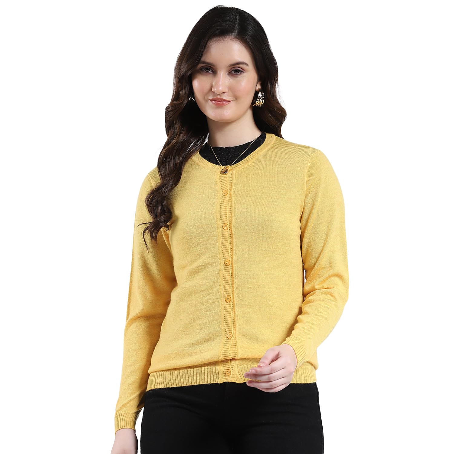 monte carlo Women Round Neck Full Sleeve Cardigan | Warm Woolen Buttoned Sweater for Ladies | Stylish Knitted Cardigan for Women's-picture-34