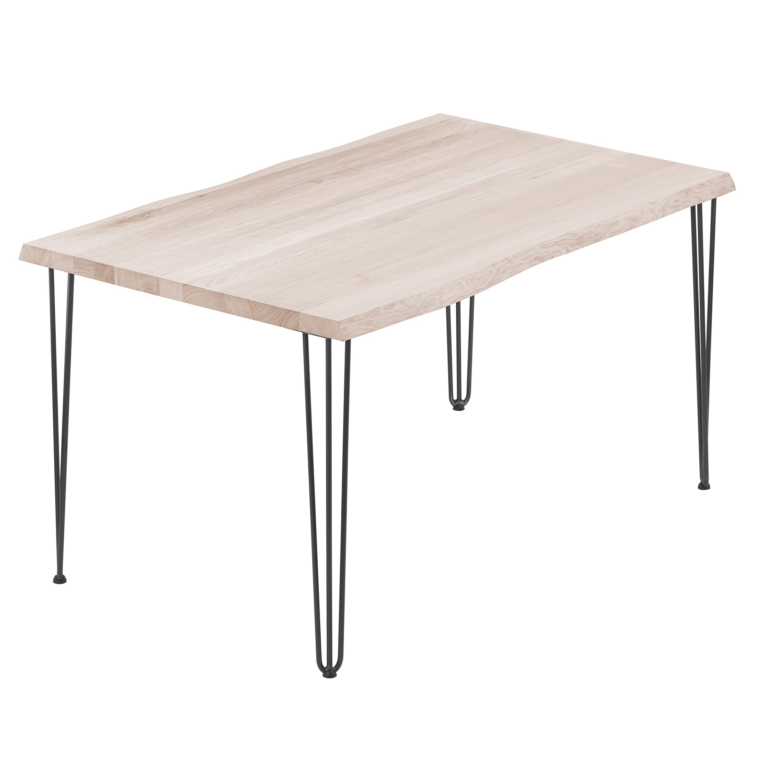 LAMO Manufaktur Esstisch Küchentisch Schreibtisch Couchtisch aus Massivholz, mit Baumkante 120x80x76 cm (AxBxH), Creative, Roh/Rohstahl mit Klarlack, LEB-01-A-001-0000Cr