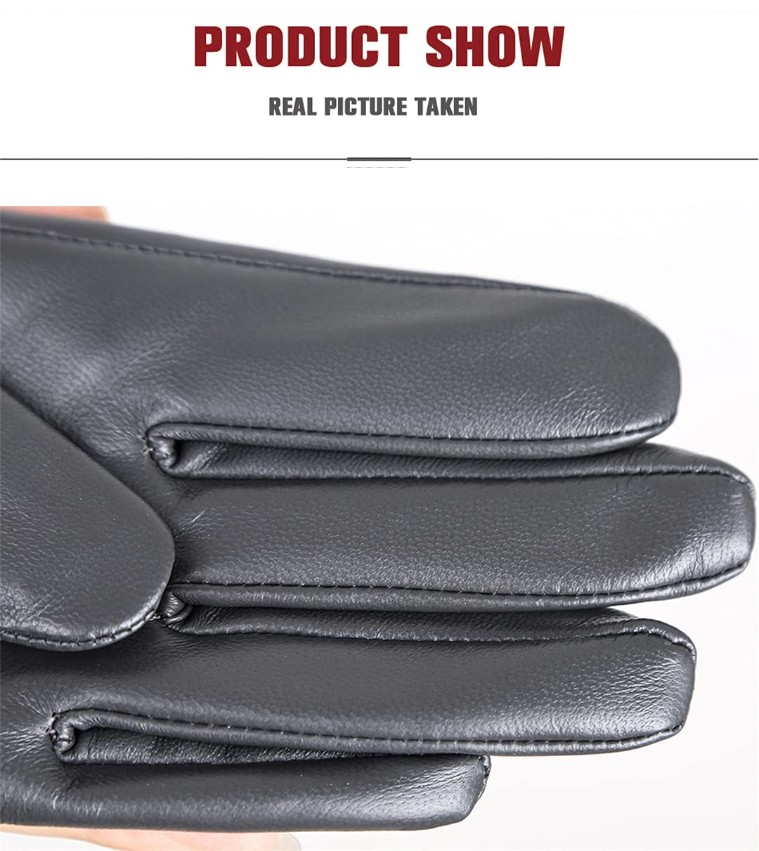 Touch Gloves Guanti in pelle da donna pieghettati con tre bottoni Guanti invernali da donna caldi Dark Grey 8.5