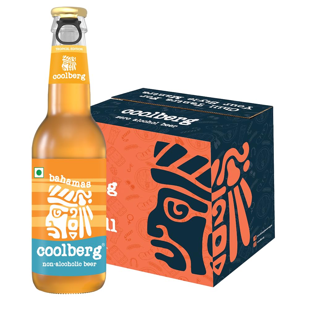 Coolberg Bahamas Non-Alcoholic Beer 330ml Glass Bottle - Pack of 6 (Coconut & Mixed Fruit)