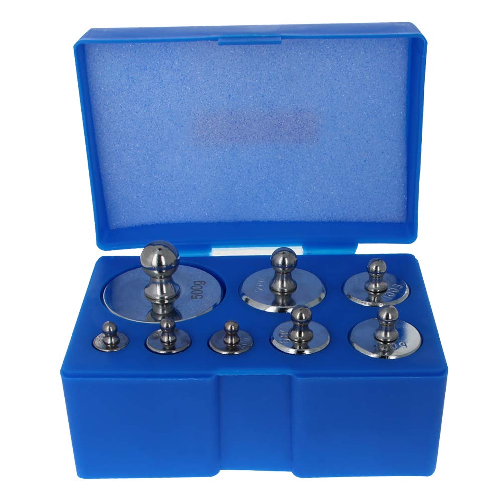 Utoolmart - Juego de pesas de calibración (10 g, 20 g, 50 g, 100 g, 200 g, 500 g, acero cromado de precisión para balanzas de balance digital, 2 unidades)