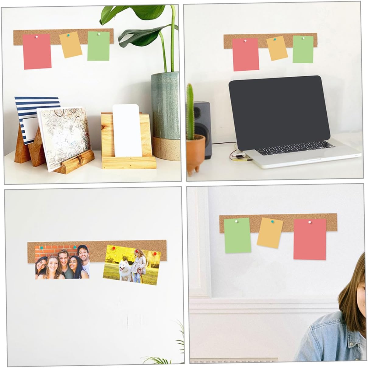 MAGICLULU 6pcs Cork Bulletin Bars Cork Board Strips for Walls Adhesive Memo Board Strips Office Home Decor