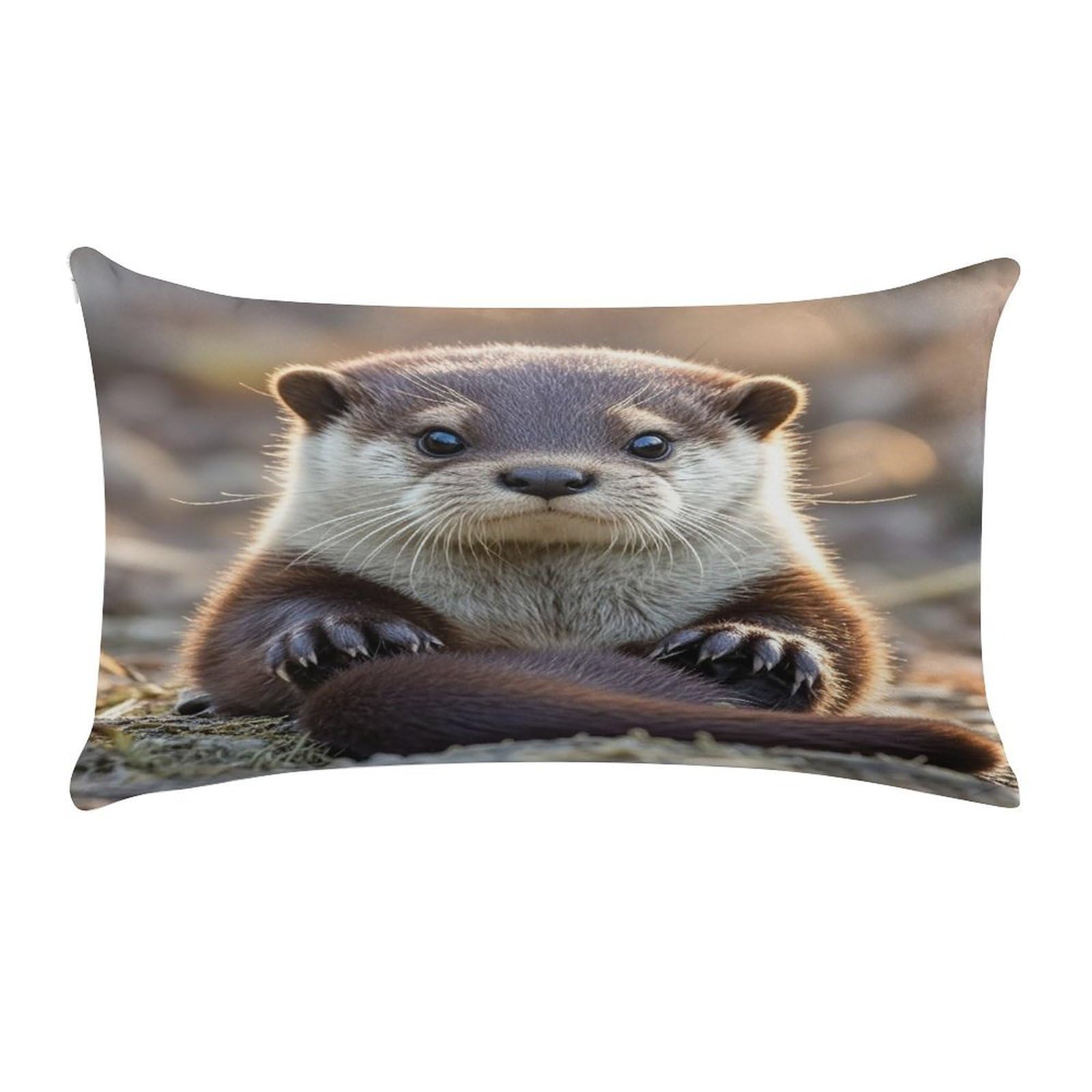 Cute Otter Pillow Case Decorative Rectangle Throw Pillow Cover Soft Plush Pillowcase Cozy Cushion Case Modern Pillow Sham Cushion Cover for Bedroom Sofa Couch 20 X 12 Inch