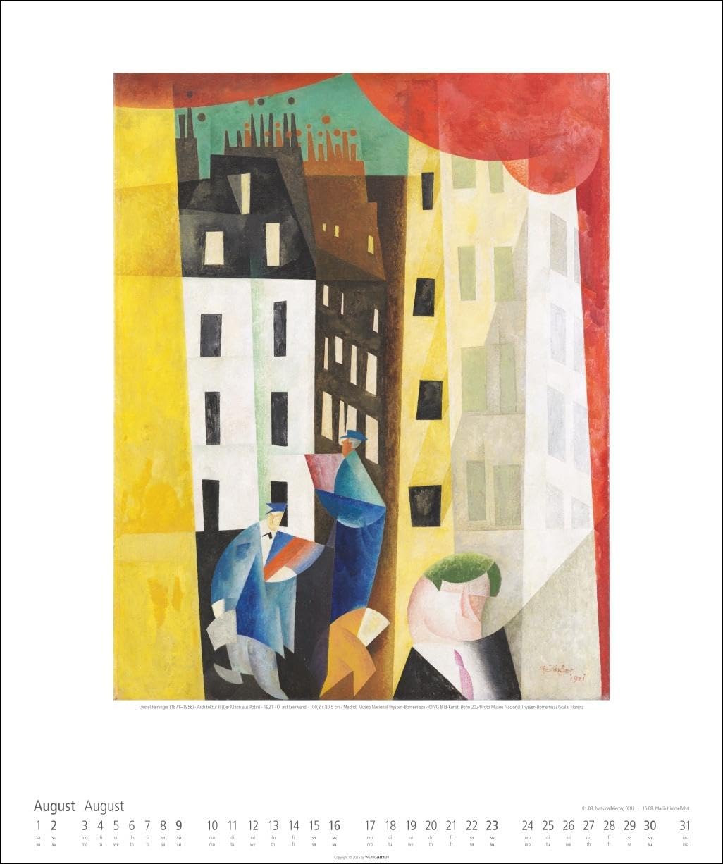 Lyonel Feininger Kalender 2026: Kubismus und Expressionismus in einem Kunstkalender im Großformat. Jahres-Wandkalender 2026, Format 46 x 55 cm.