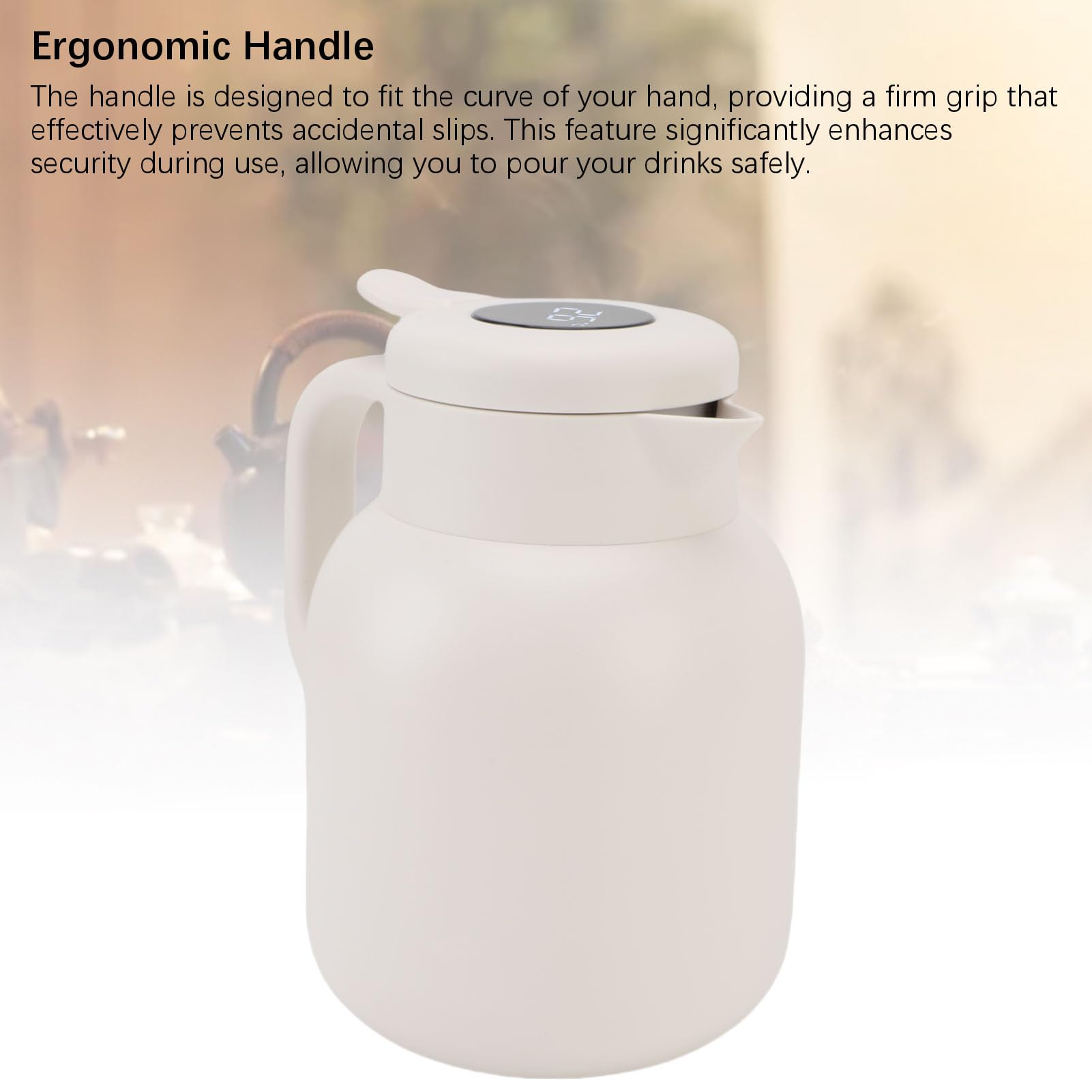 SIXRUN Teiera Isolata, 1500 Ml Caraffa da Caffè in Acciaio Inox a Vuoto con Coperchio Antigoccia per Tè Caffè Latte Acqua e Bevande Calde e Fredde (WHITE)