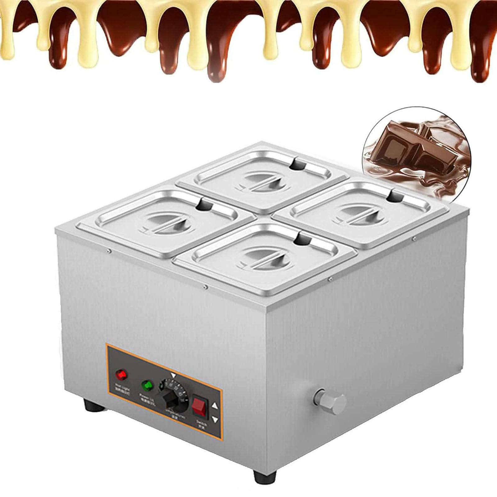 Electric Chocolate Warmer, Stainless Steel Removable Pot Candy Melting Machine, Chocolate Tempering Machine, For Dipping 12Kg Capacity&Temperature Setting for Butter, Caramel, Cheese