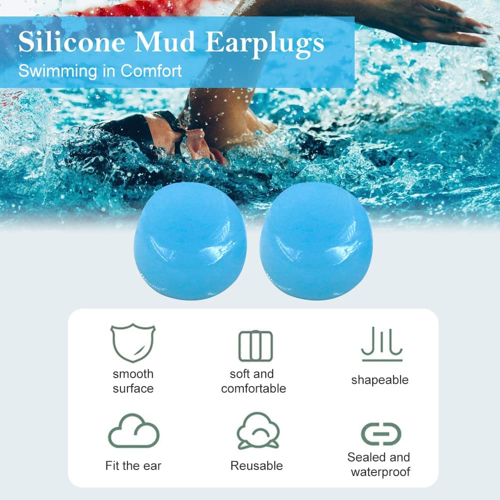 Tappi per le orecchie da nuoto, 3 paia Tappi per le orecchie da nuoto in silicone riutilizzabili impermeabili, surf e altri sport acquatici