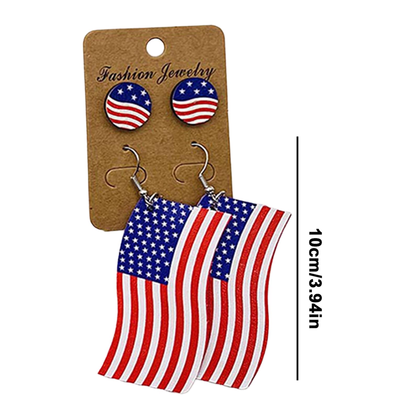 Set 16 Paia Orecchini In Pelle Con Bandiera Americana – Forme Stella, Cuore, Goccia Per Festa 4 Luglio