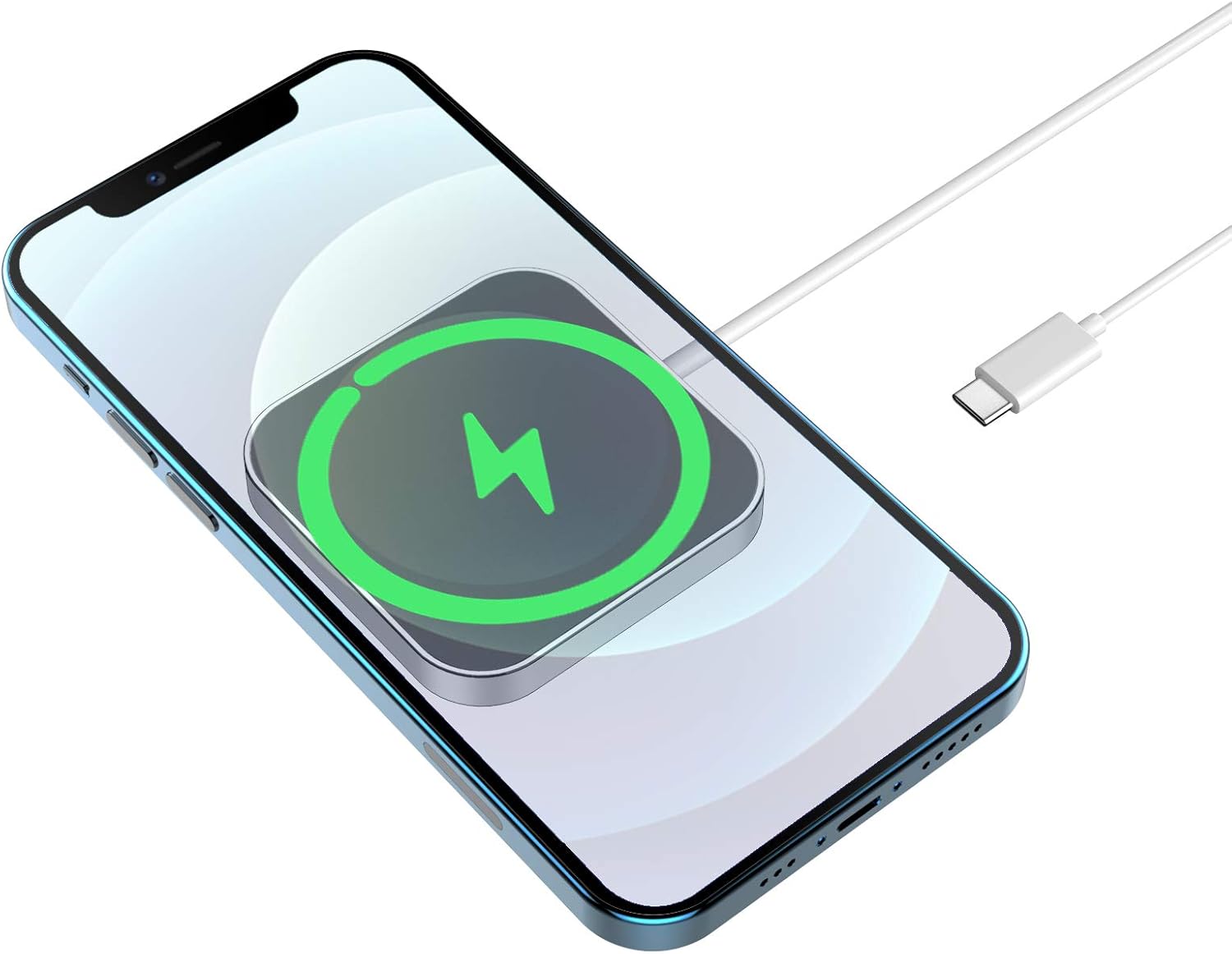 MoKo Armor Cargador Inalámbrico Magnético, 15W Estación de Carga Rápida Inalámbrica Compatible con Magsafe iPhone 14/14 Plus Pro MAX 13 12 Pro/Pro MAX/Mini AirPods 3/2/Pro, Base de Carga, Cuadrado