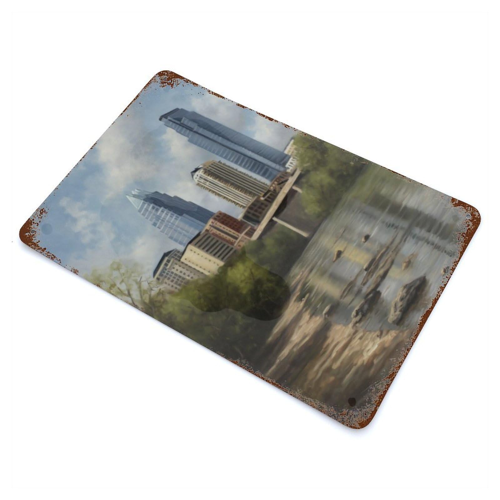 Austin Beauty USA Distressed Metal Wall Sign 11.8"x7.9", for Farmhouse, Kitchen And Entryway Decor, Rustic Home Decor