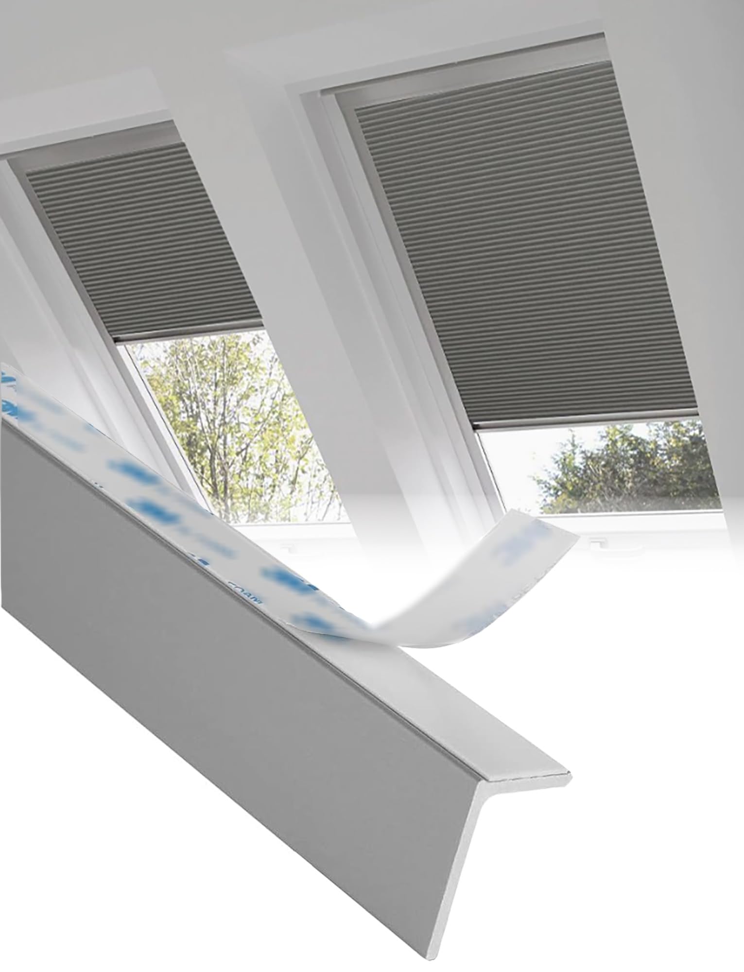 Blackout Light Blocker Strips for Windows, PVC Side Tracks to Prevent Light Gaps, L Shape for Bedroom and Living Room