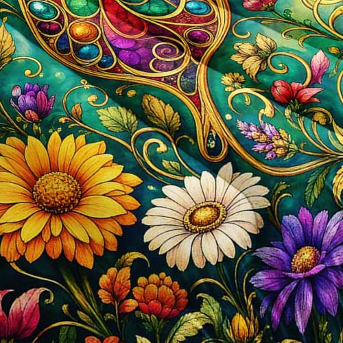 Image of AILONEN Queen Comforter Set 3 Piece, Teal Butterfly Wildflower 3D Printed Bedding with 2 Pillowcases, Soft Lightweight Microfiber Bohemian Decor for Master Suite