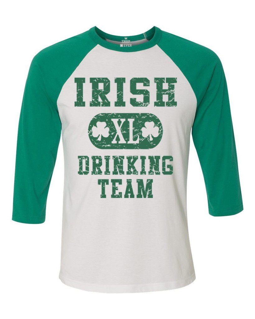 shop4evershop4ever Irish Drinking Team Baseball Shirt St. Patricks Day Raglan Shirt