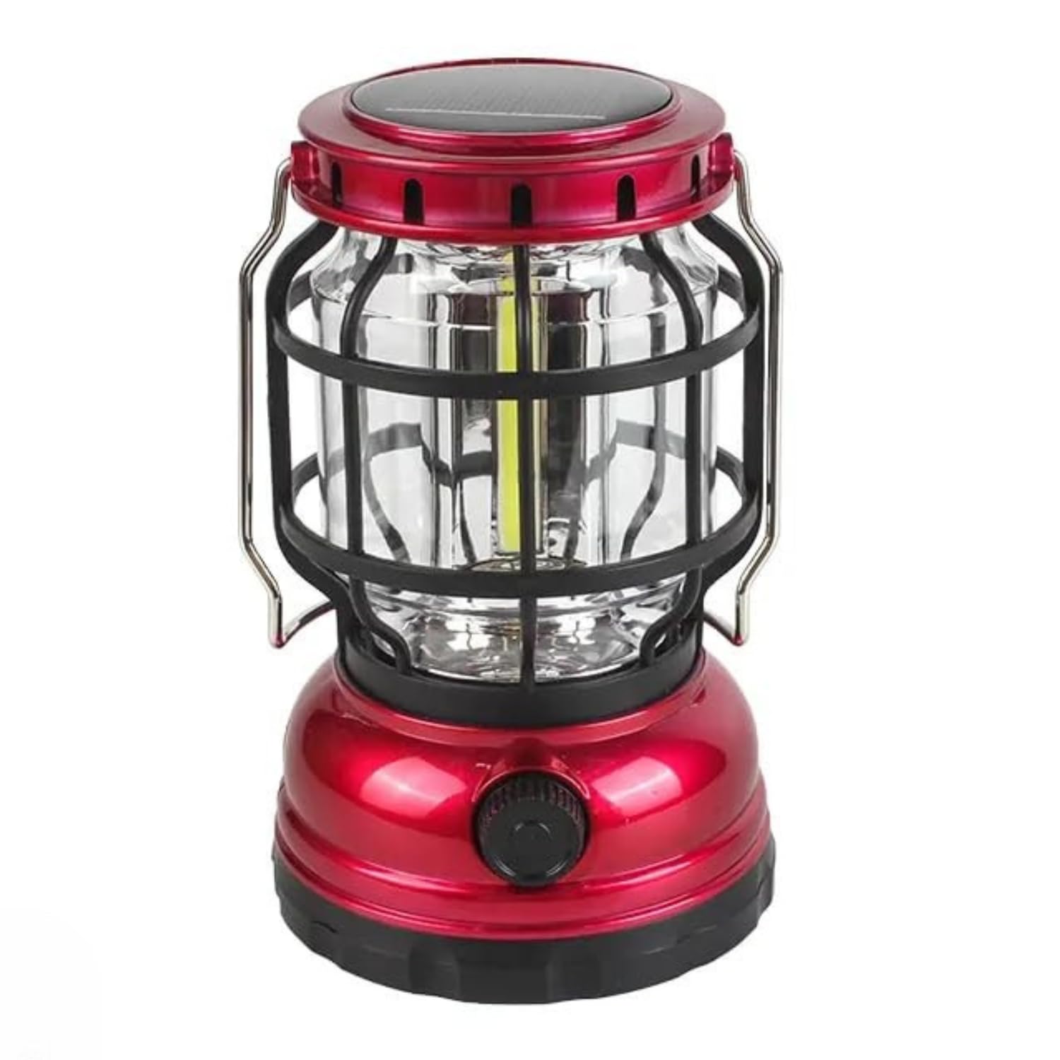 Kreshu High Capacity Portable Lanterns with Metal Handle and Rechargeable Solar Panal | Ultra Bright LED Light with USB Charge Input Output Camping Lightweight Power Bank for Outdoor (Multicolor)