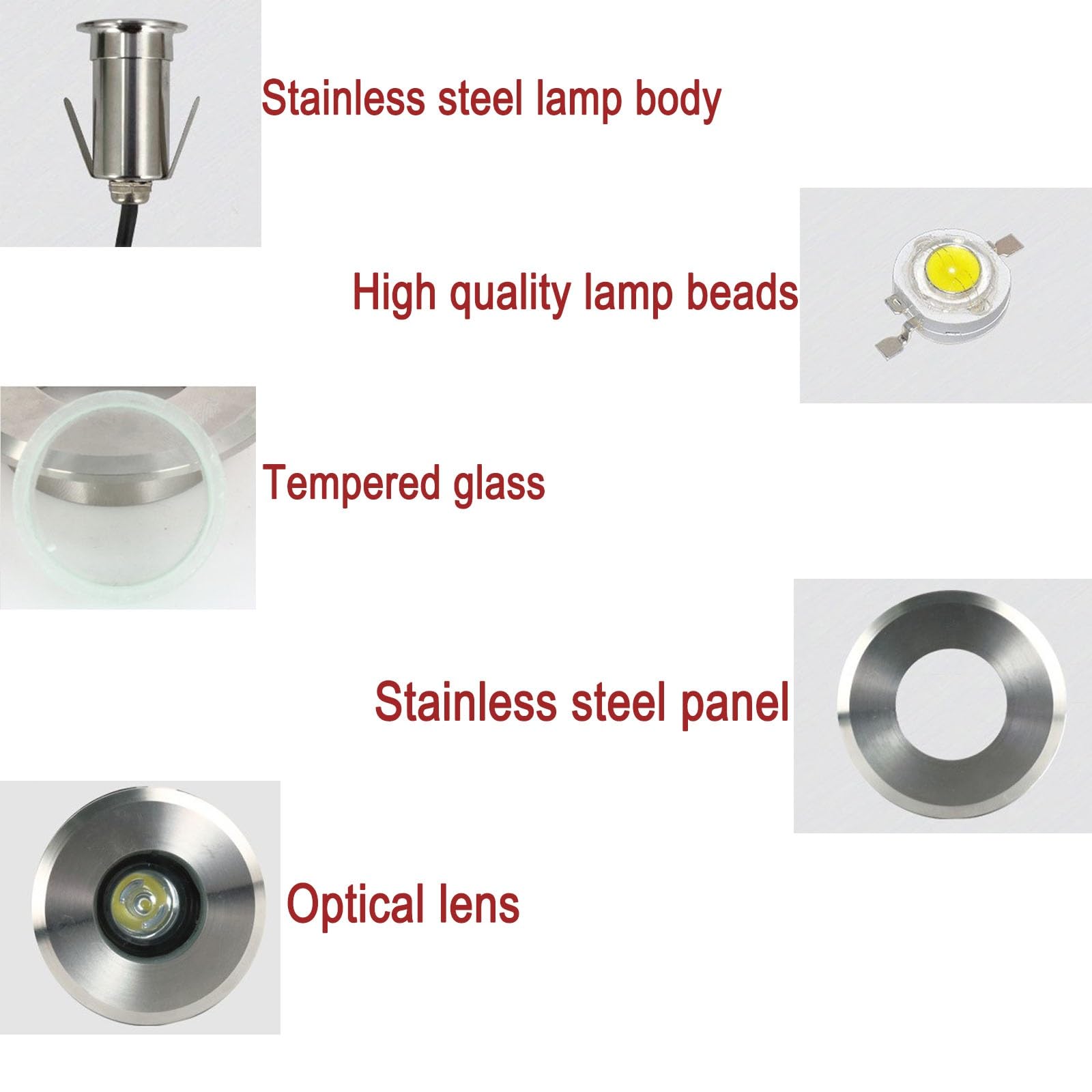 LED-Unterwasser-Landschaftsleuchte for den Außenbereich, vergrabene Lichter, wasserdichtes, rundes, tauchfähiges Niederspannungs-IP68-Einbaustrahler for dekorative Beleuchtung(White,DC12V)