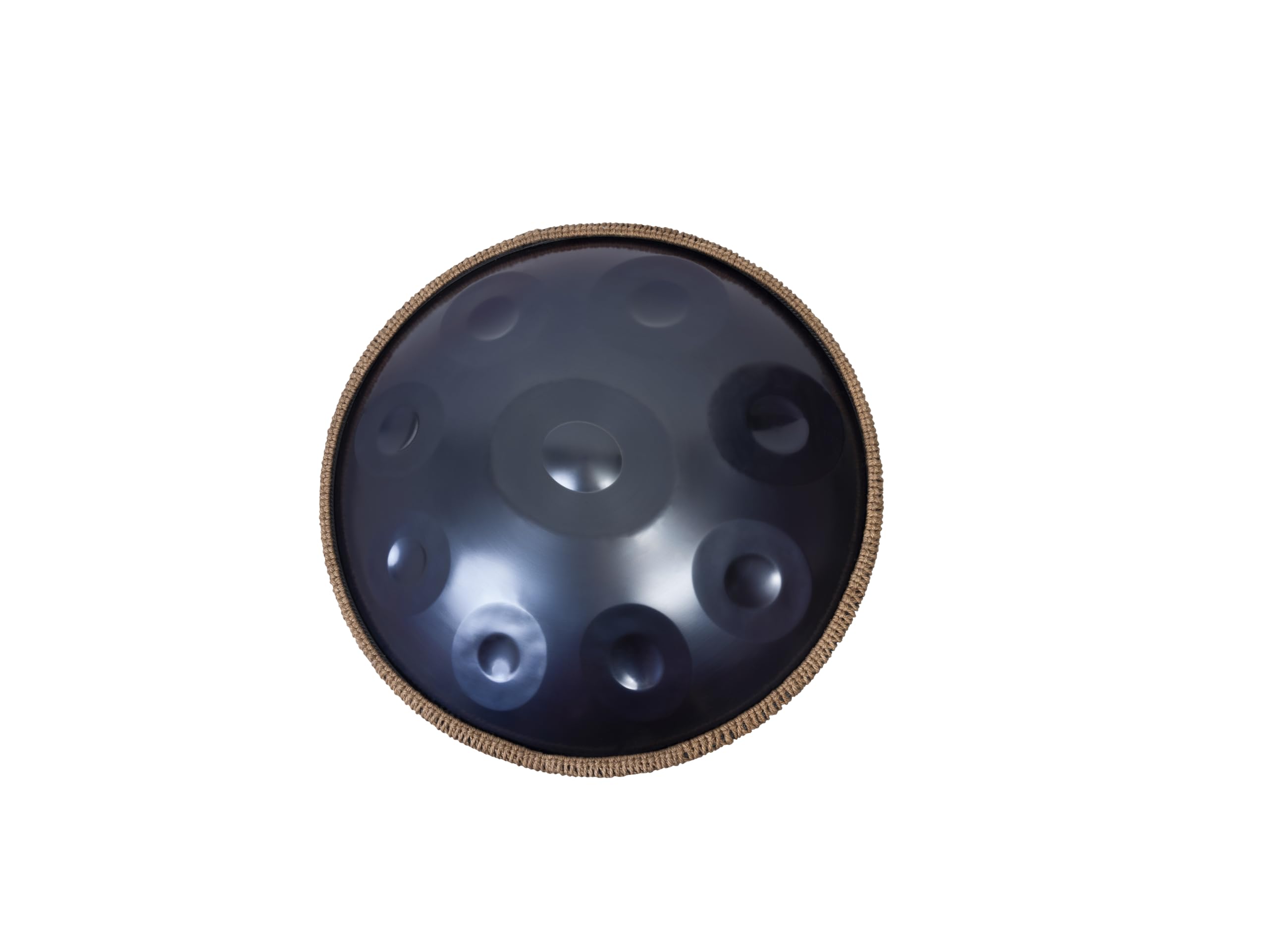 Handpan - Tamburo 55,9 cm, 9 note D Kurd 440 Hz, custodia morbida, bacchette, supporto, adesivi note, panno pulizia, video performance artista