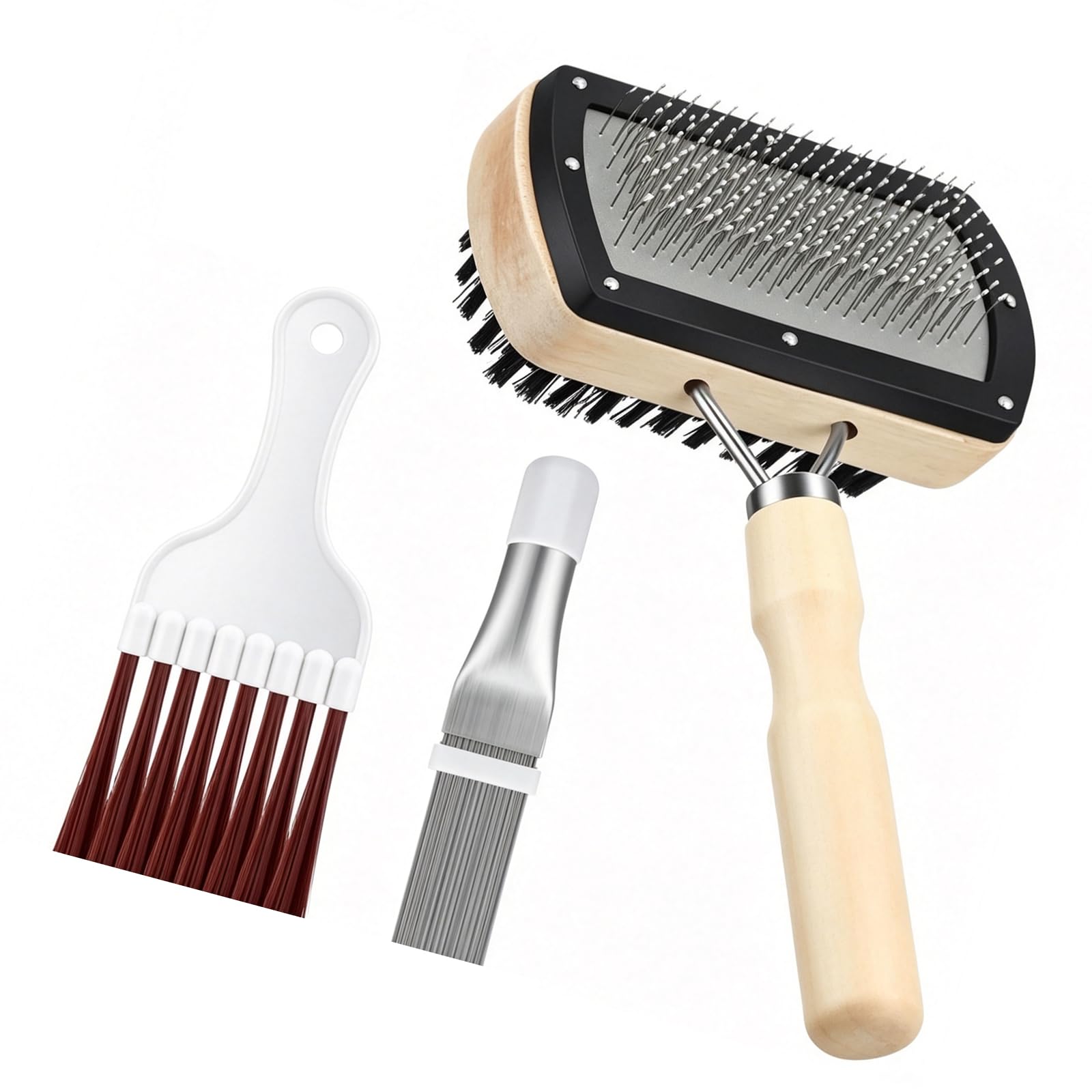 Pangboer Multicolor Ac Maintenance Brush Set, 3 Piece Condenser Fin Debris Tools For Narrow Crevice Access, Household Detail Reach, Renters Homeowners Use Ac Fin Brush Condenser Debris Narrow Crevice Tool Household Vent