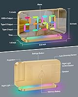 Vista 9 de SZELAM Projection Alarm Clock,7.4" LED Mirror Digital Clocks Large Display,with 180° Rotatable Projector,RGB Night Light,USB C Port,Auto Dimmer