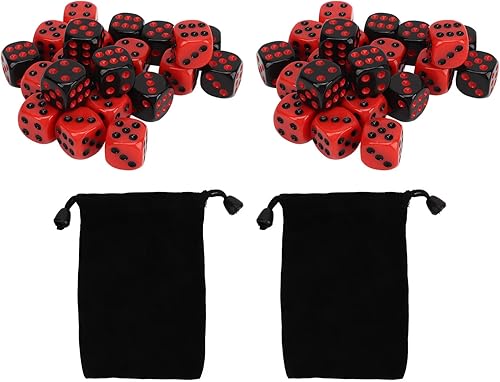 Vbestlife 48 dados de seis caras, plástico negro y rojo, impermeables, ligeros, dados poliédricos para juego de mesa, juegos interactivos, juegos de