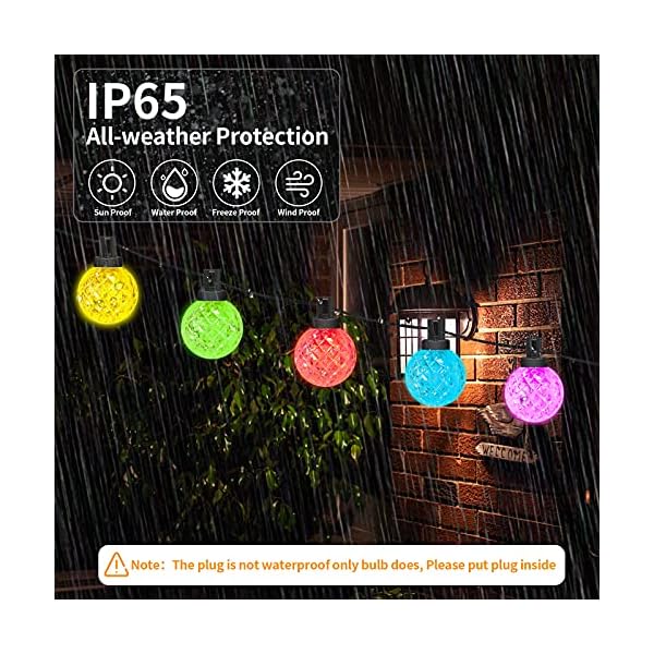 Lichterkette Außen, BEARTWO Smart RGB LED Lichterkette Glühbirnen mit APP und Fernbedienung, 7m 25 G40 Glühbirnen… – Bild 5