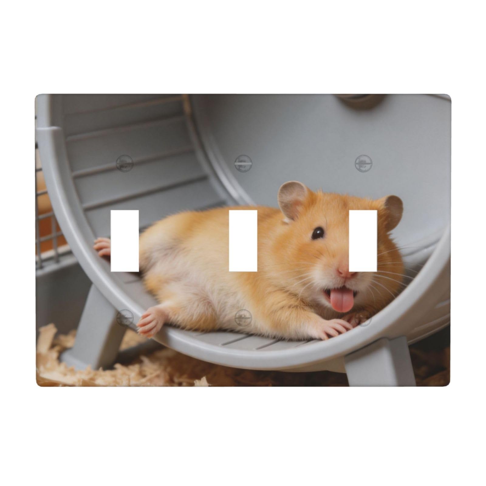 Hamster Running 3 Gang Switch Plate Cover-Unbreakable Polycarbonate Wall Plate, Heat Resistant Toggle Switch Decor for Home