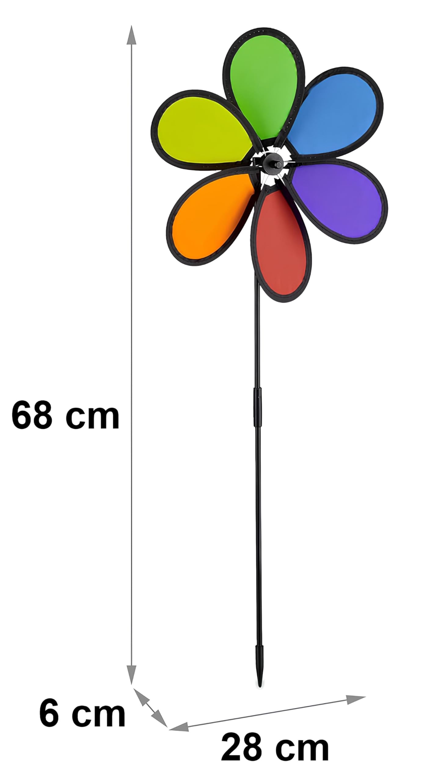 Girandola a Vento Mulino a Vento Giardino Scaccia Uccelli Diametro cm 28 Girandola Altezza 68 cm Girandola + Bastone Girandola Bambini Adulti Ragazzi Ruota del Vento Cortile Giardino Terrazza Balcone
