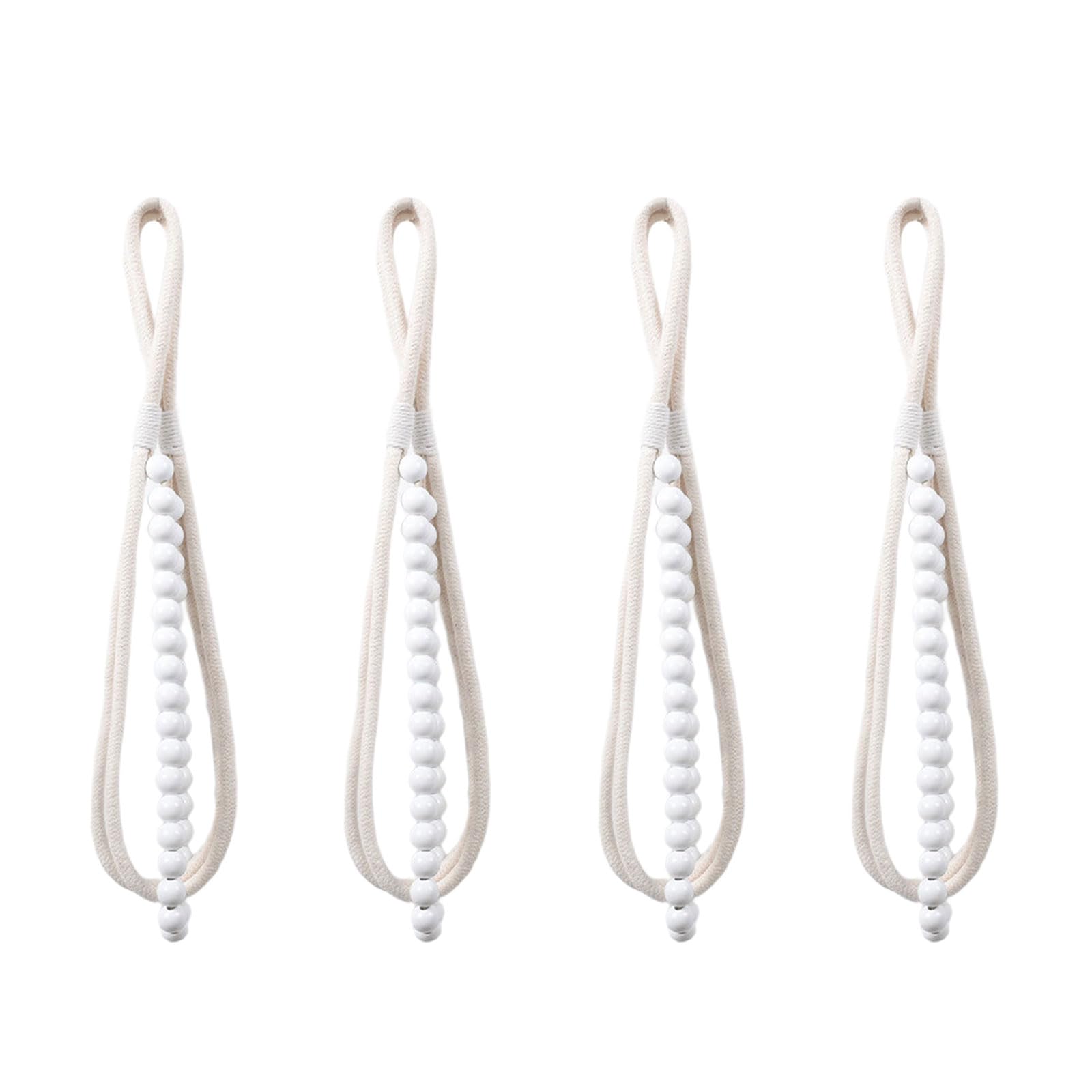Tfaoys White Of 4 Rustics Wood Bead Curtain Tiebacks Farmhouses Styles Curtain Holders Holdbacks For Home And Decors Farmhouses Accessories