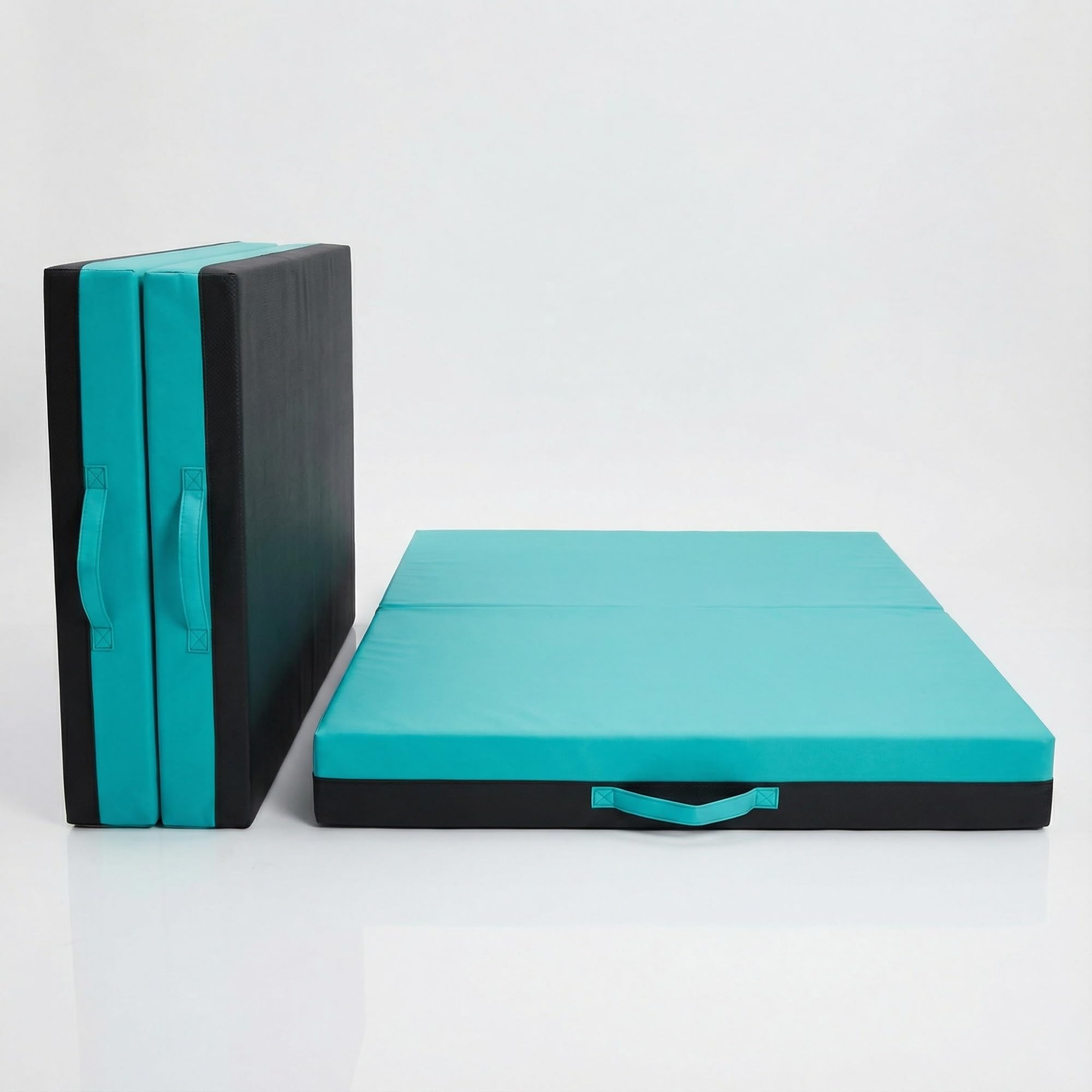 Non Slip Gymnastics Bi Fold Exercise Crash Landing Tumbling Mat For Yoga Aerobics Crashing Training Schools (Turquoise, 120cm x 90cm)