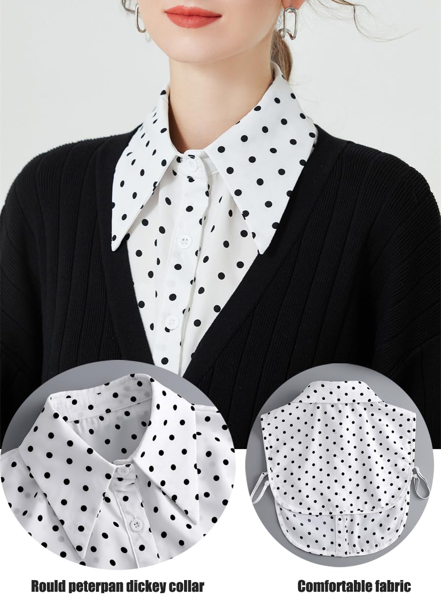 Cuello falso desmontable de gasa, media camisa, cuello Dickey, cuello falso, elegante para mujeres y niñas, 312-c C gasa punto blanco 4