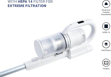 Nilfisk S1 Allergy Aspiradora Sin Cable 2 en 1 - Aspirador Escoba y de Mano - Filtro HEPA 14 - Blanco (550W)2