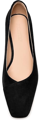 Miniatura 3 de FEMSTEP Zapatos de tacón bajo y grueso de piel de ante para mujer, para oficina, con punta cuadrada, 1.5 pulgadas