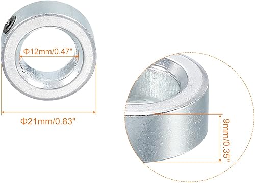 Miniatura 22 de MECCANIXITY Collar de eje de 1-3/8 pulgadas de diámetro de acero al carbono chapado en zinc, juego de collares de sujeción estilo tornillo, tono