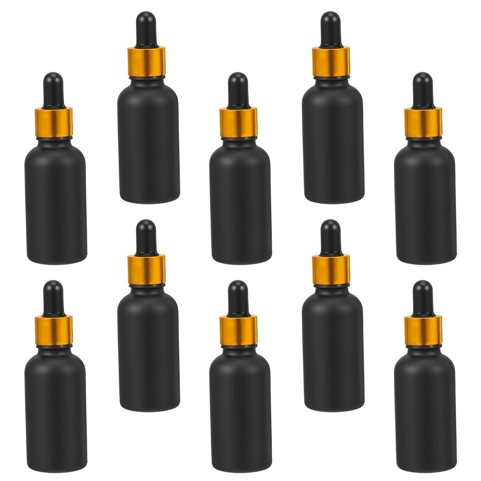 Mikinona Lot de 10 Fلاcons Compte-gouttes en Verre Mat Noir 30 Ml Fلاcons Verre pour Huiles Essentielles Conservation Optimale Lumière Dosage Précis pour Voyage et Aromathérapie