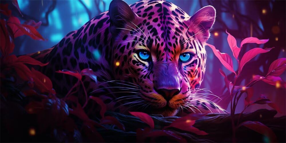 Diamond Painting Kits for Adults Large, 5D DIY Leopard Diamond Art Kits Adults Square Drill Large Dimond Art Forest Crystal Cross Stitch Gem Arts for Wall Decoration 180x90cm/70.9x35.4 Inch (WL510)