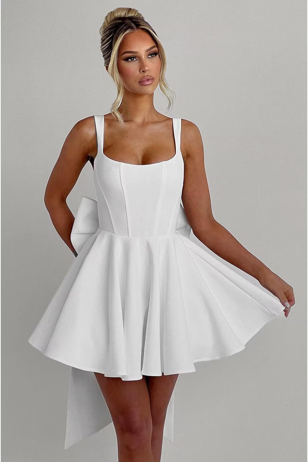 Bedlover Short Satin Homecoming Dresses with Bow on Back 2025 A-line Mini Cocktail Party Gowns