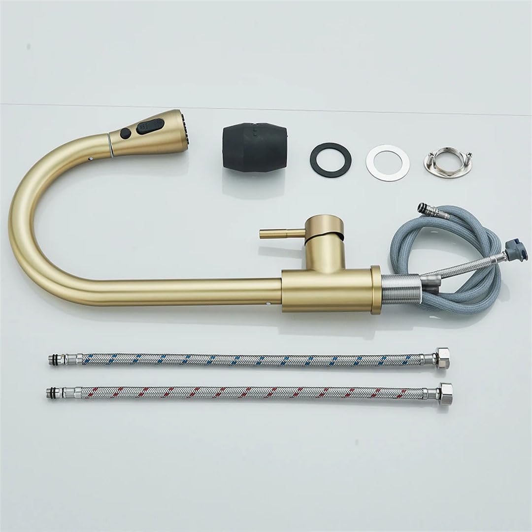 Grifo de Cocina extraíble Giratorio de 360 Grados con Mezclador de Agua fría y Caliente, Grifo Moderno de Acero Inoxidable para Fregadero, Ideal para Uso doméstico y en restaurantes.